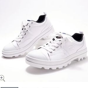 Skechers Canvas Lace-Up Sneakers - Roadies - True Roots White 9.5